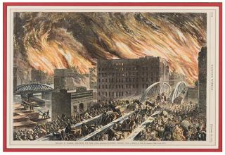 Appraisal: Great Chicago Fire A Group of Five Depictions of the