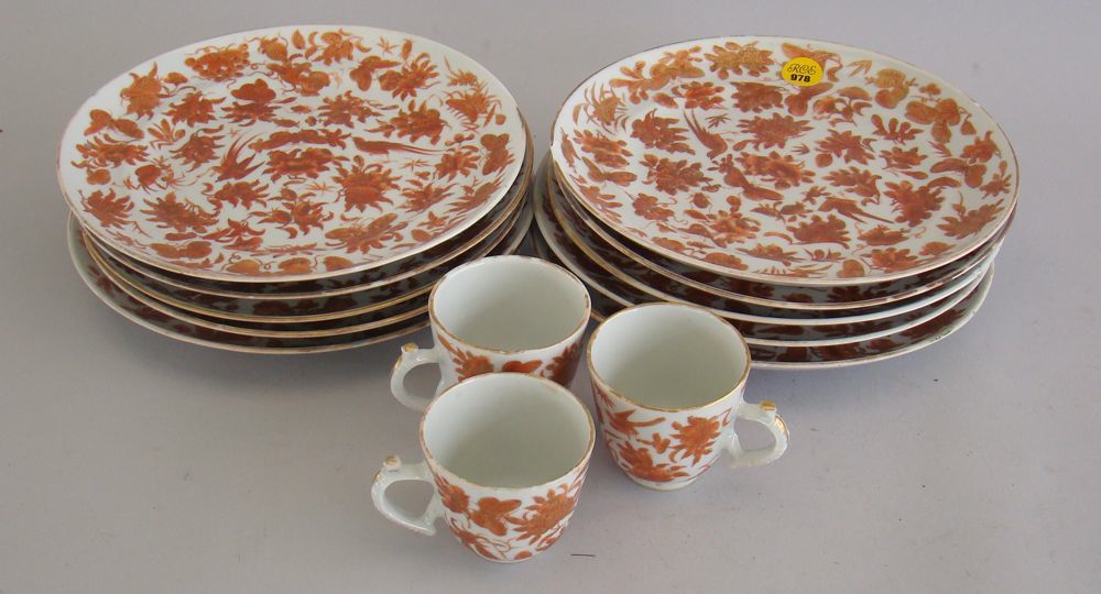 Appraisal: THIRTEEN PIECES OF CHINESE EXPORT PORCELAIN Mid- th CenturyIn orange-sepia