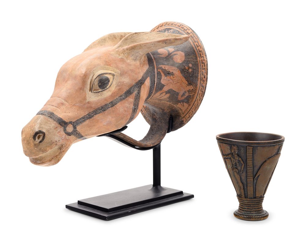 Appraisal: A Red-Figured Mule Head Rhyton after the Antique and a