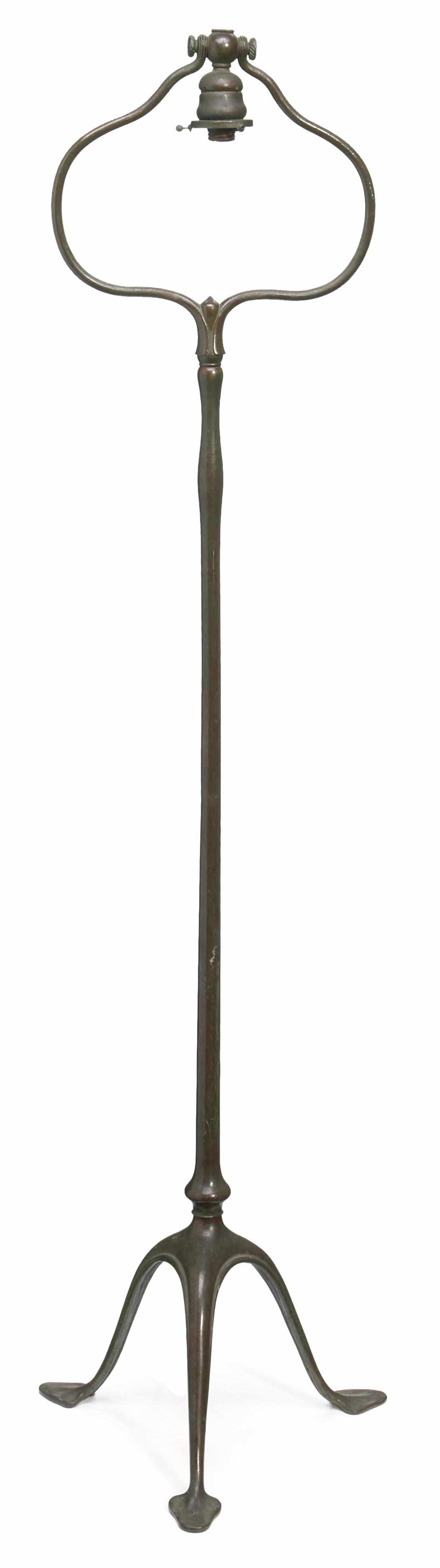 Appraisal: A Tiffany Studios bronze harp floor lamp base - green