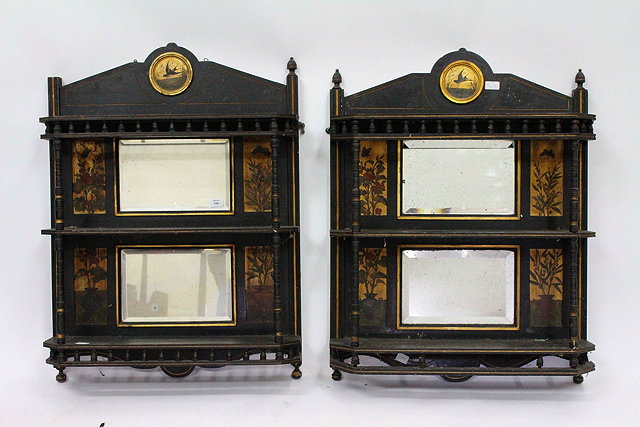 Appraisal: A PAIR OF EARLY TH CENTURY EBONISED HAND PAINTED GOLD