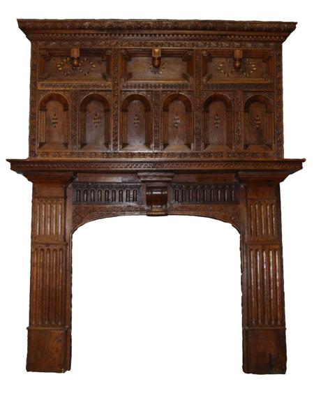 Appraisal: A th century oak fire surround and associated overmantel In