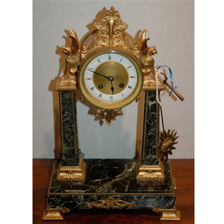 Appraisal: Empire Style Gilt-Metal and Marble Mantel Clock Estimate -