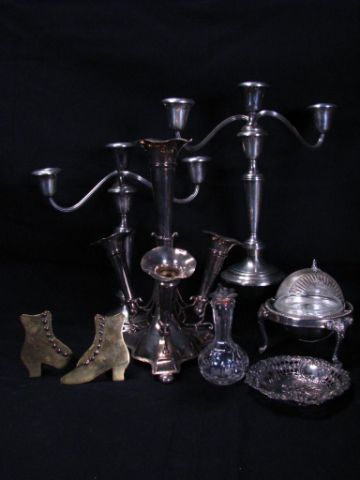 Appraisal: Group of Silverplate Serving Items including pair of Gorham weighted