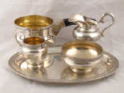 Appraisal: A silver oval tray x cm with matching cream jug