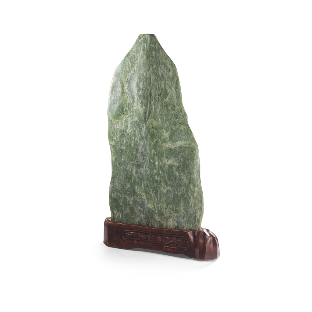 Appraisal: LARGE SERPENTINE SCHOLAR'S ROCK of green tones with powdery inclusions