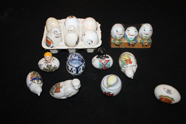 Appraisal: A SMALL COLLECTION OF CERAMIC CRESTED AND OTHER EGGS including