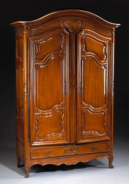 Appraisal: A Louis XV walnut armoire mid th century The arched