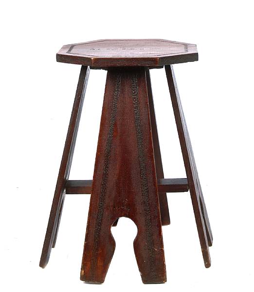 Appraisal: An Arts and Crafts oak side table impressed LOUIS height