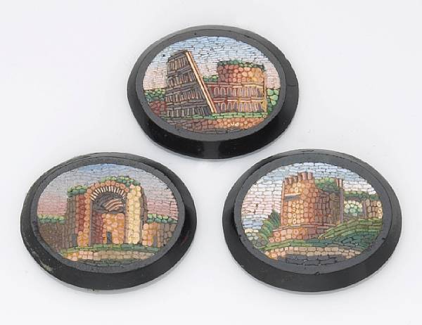 Appraisal: A collection of six oval Roman unmounted micromosaics