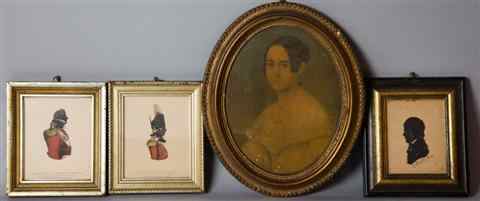 Appraisal: PORTRAIT OF A WOMAN x in Along with silhouettes of