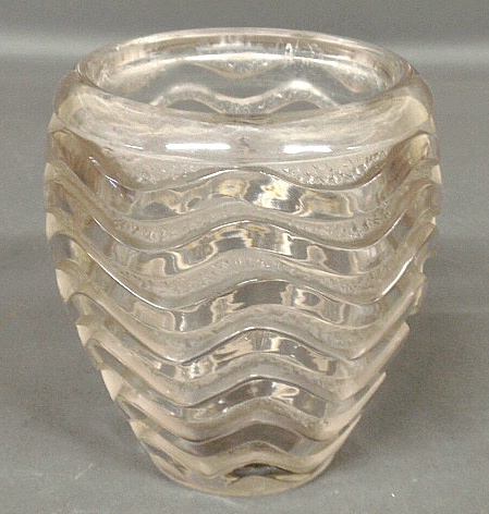 Appraisal: - French Art Deco glass vase signed Lalique France h