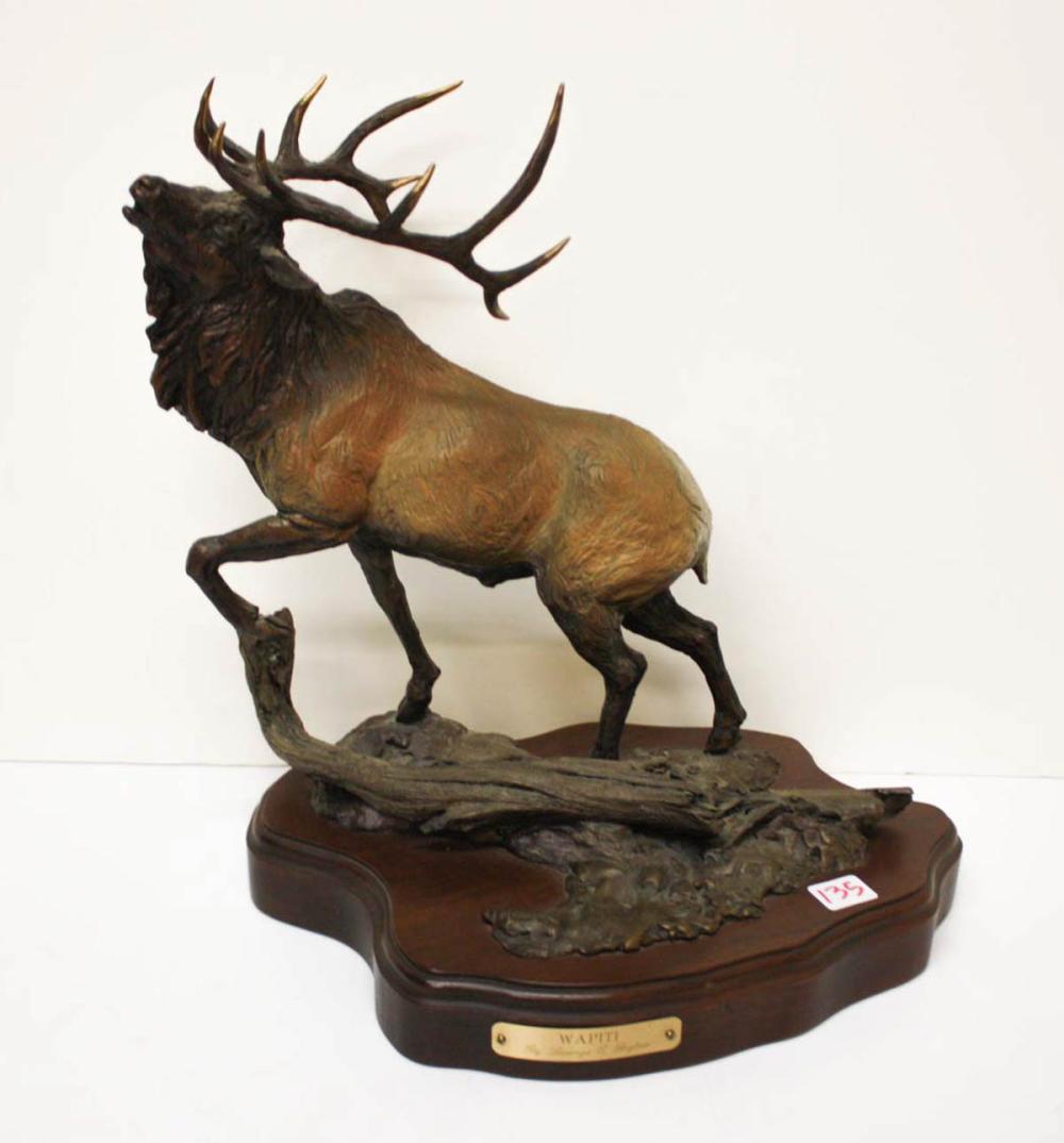 Appraisal: LORENZO GHIGLIERI Oregon born bronze sculpture Wapiti bugling elk Signed