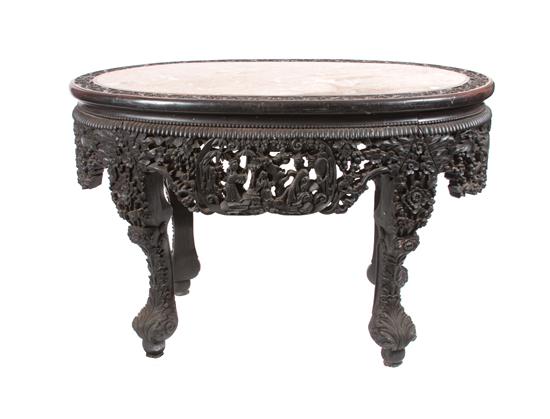 Appraisal: Sale Lot An Oval Chinese Export Marble Top Table having