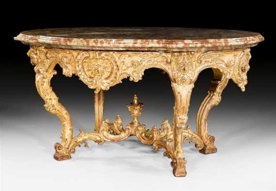 Appraisal: IMPORTANT CENTER TABLE known as a table de chasse Louis