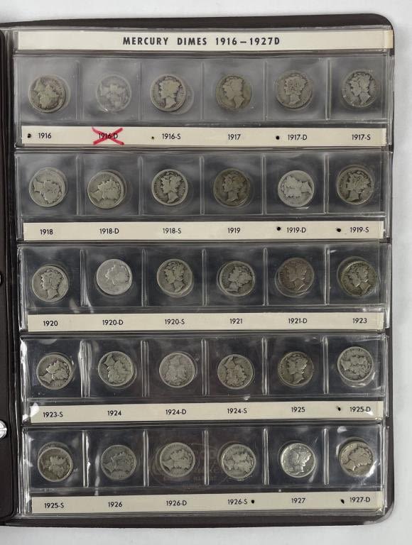 Appraisal: US Silver Mercury Dimes CoinsNear complete collection of US Silver