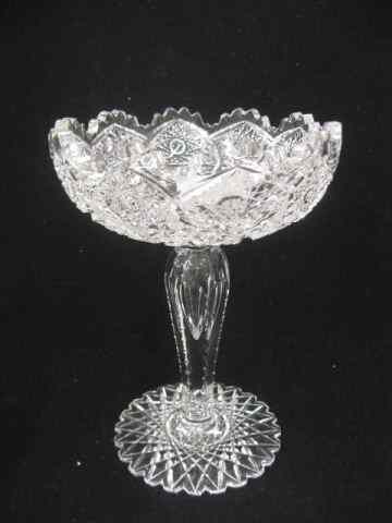 Appraisal: Brilliant Period Cut Glass Tall Compote outstanding cutwork hollow teardrop