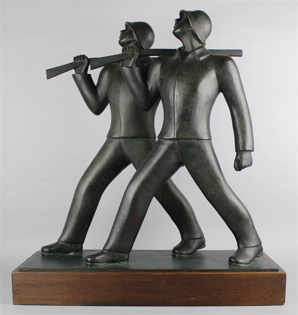 Appraisal: BRONZE GROUP OF TWO AMERICAN SOLDIERS ON TO VICTORY BY