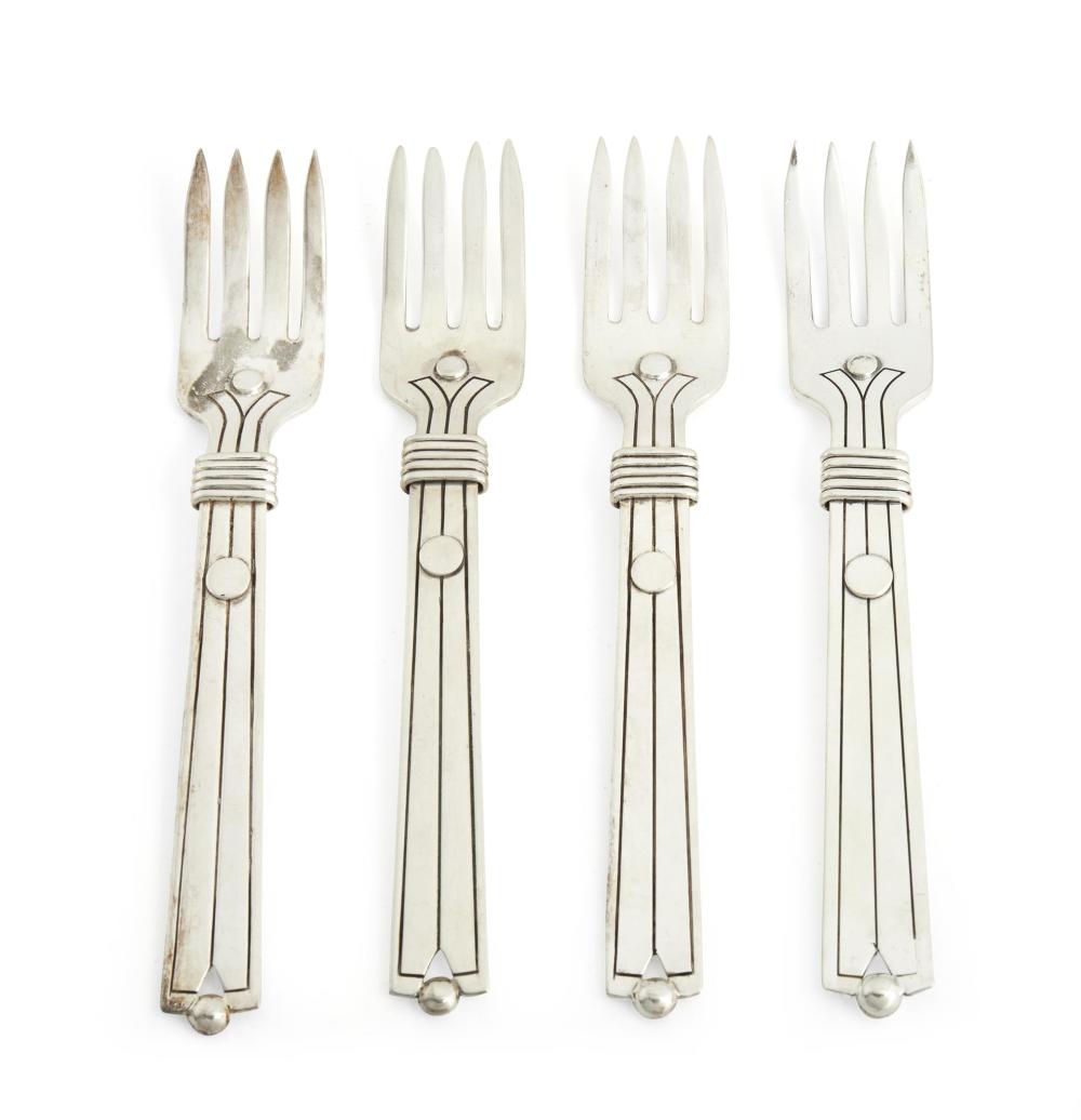 Appraisal: Twelve William Spratling Amarres Disco salad forks - Third Design