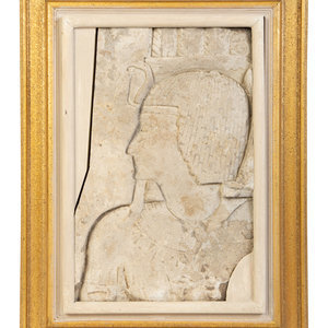 Appraisal: An Egyptian Limestone Carved Relief Profile of a Man TH