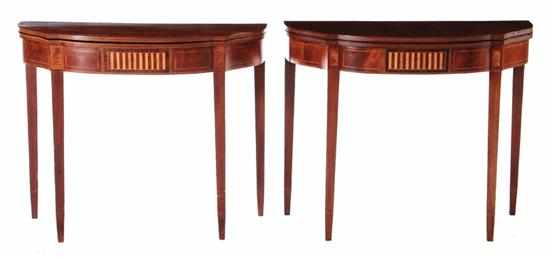 Appraisal: Near pair Massachusetts inlaid mahogany games tables school of John