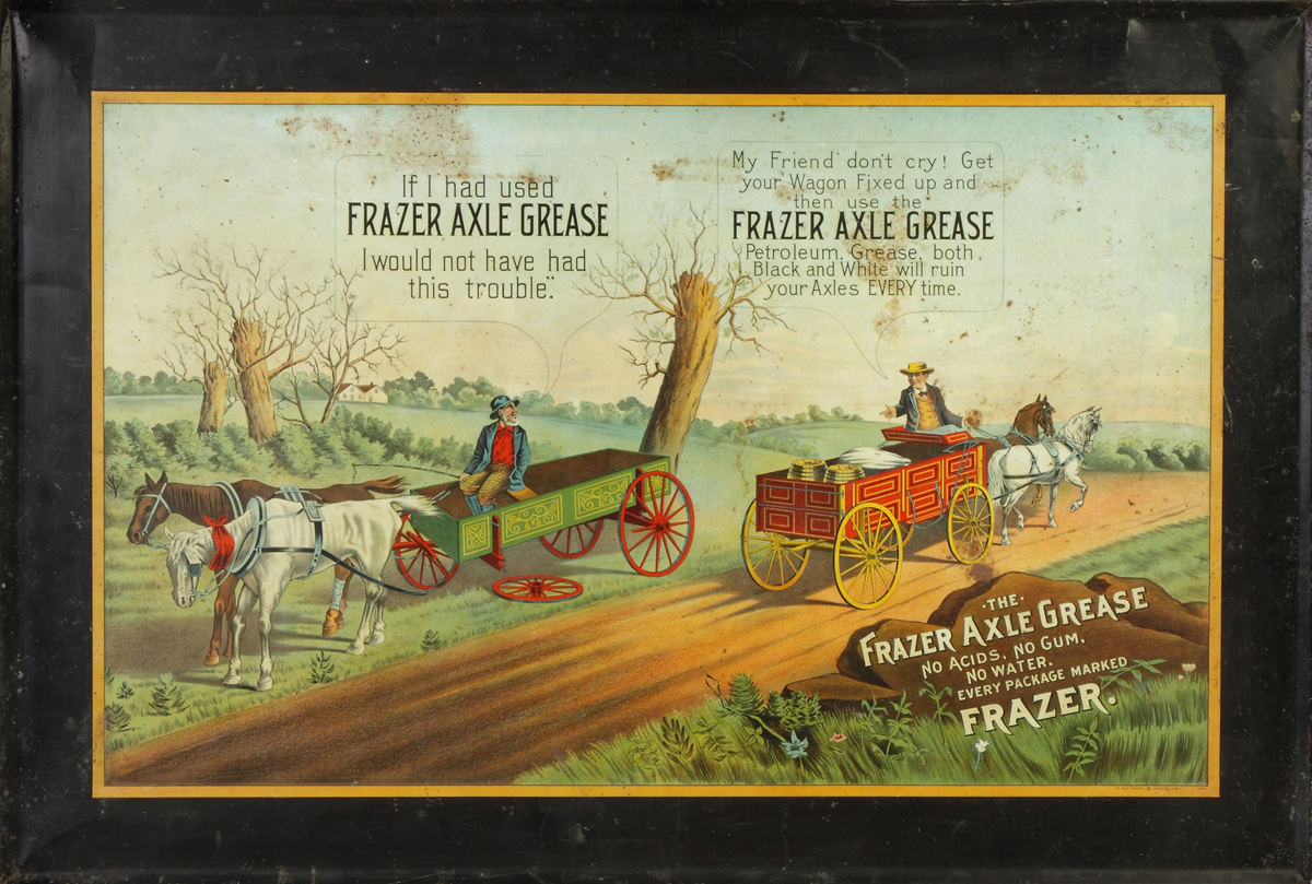 Appraisal: Frazer Axle Grease Self Framed Lithographed Tin Sign