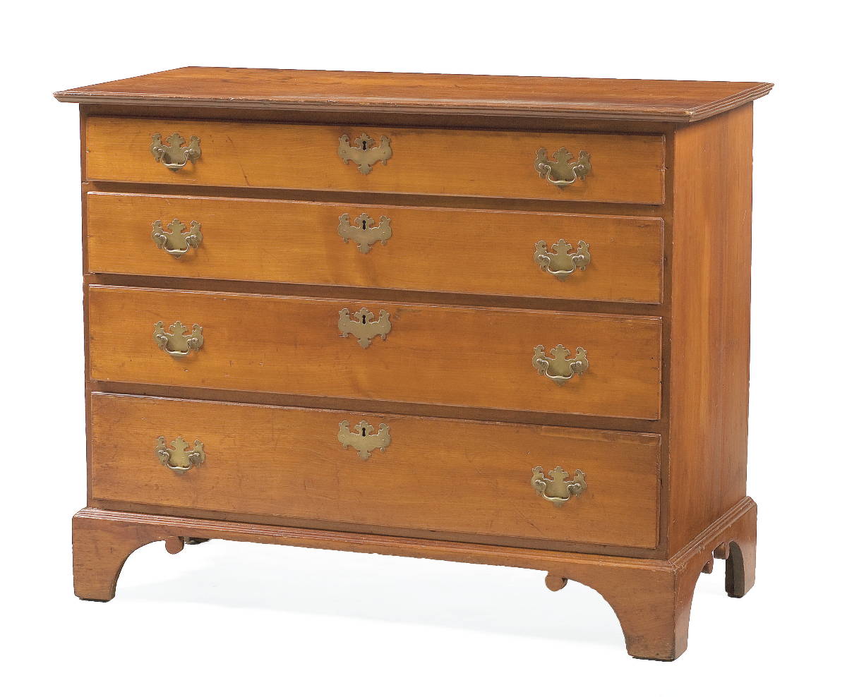 Appraisal: CONNECTICUT HEPPLEWHITE CHERRY BOWFRONT CHEST OF DRAWERS Signed underneath in