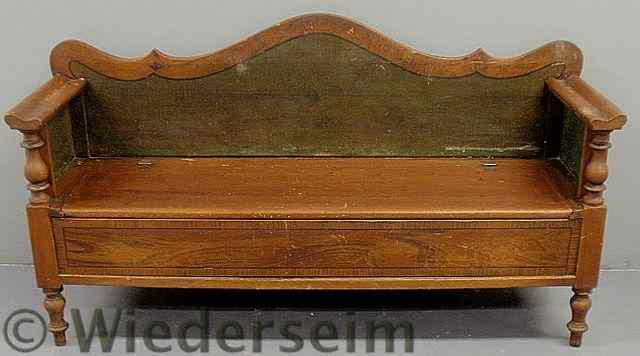 Appraisal: Continental paint decorated bench th c with a lift lid