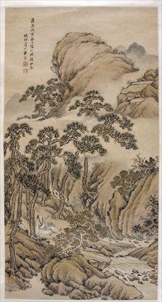 Appraisal: CHINESE SCROLL PAINTING MOUNTAIN LANDSCAPE ATTRIBUTED TO HUANG TING -