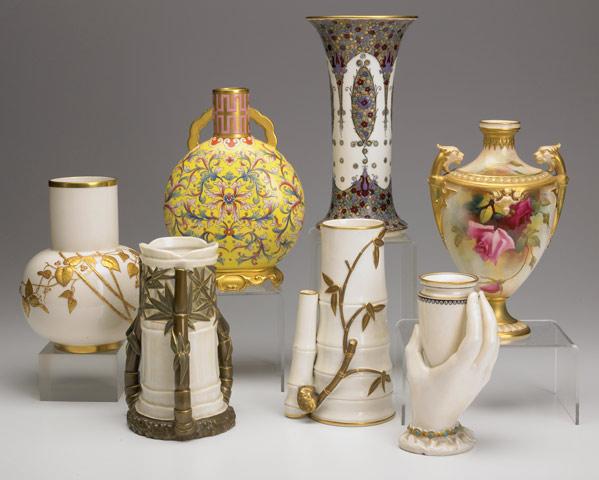 Appraisal: ROYAL WORCESTER Grouping of vases in various sizes and designs