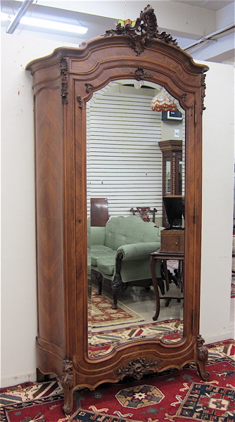 Appraisal: LOUIS XV STYLE SINGLE-DOOR ARMOIRE French c of carved walnut