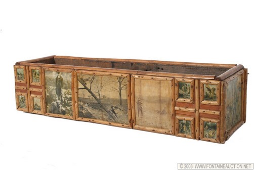 Appraisal: OUTSTANDING FOLK ART FLOWER BOX-DECOUPAGE W x H x D