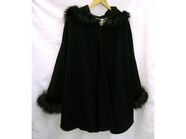 Appraisal: St John Coat Collection wool and cashmere cape black with