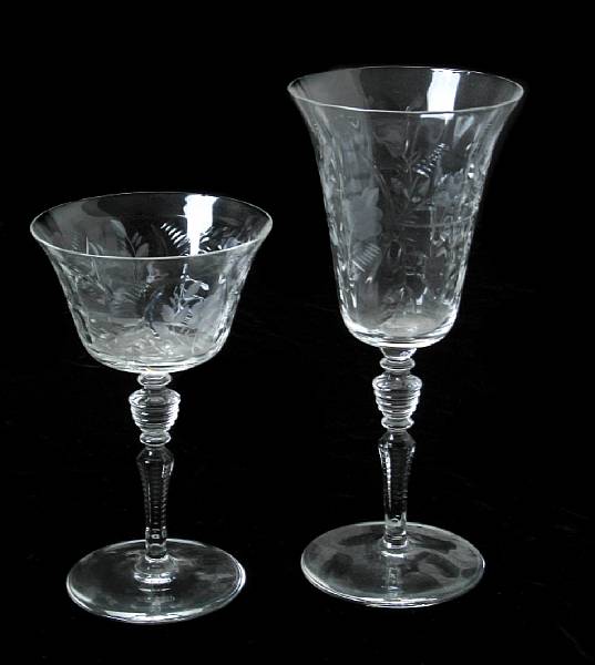 Appraisal: A cut glass part stemware service comprising six red wine