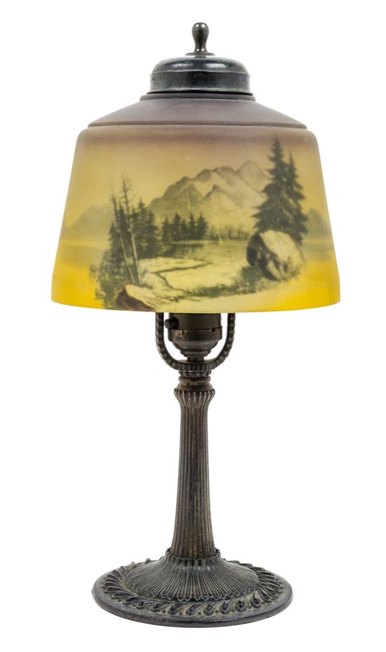 Appraisal: Sale Lot An American Reverse Painted Boudoir Lamp the tapering