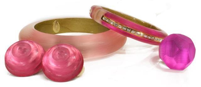 Appraisal: lot Alexis Bittar colored Lucite jewelry including fuchsia thin bangle