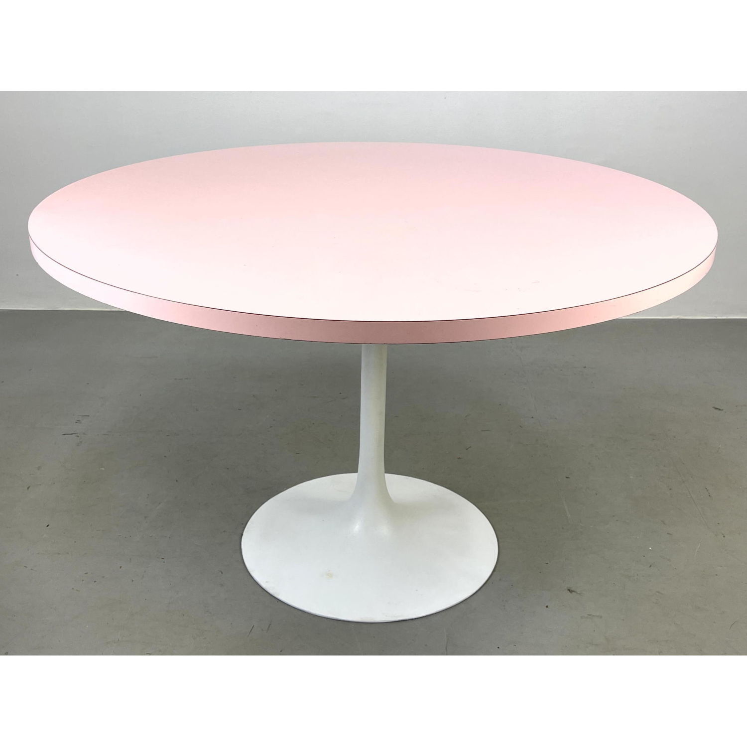 Appraisal: Pale Pink Laminate Top Tulip style Dining Table White enameled