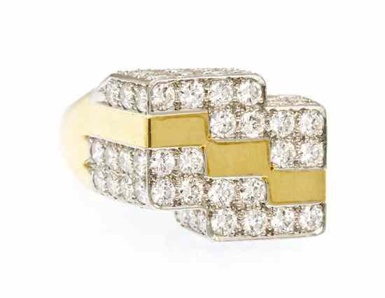 Appraisal: An Karat Yellow Gold and Diamond Ring in a zig