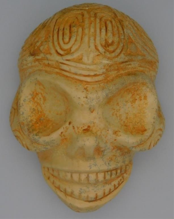 Appraisal: TAINO SHAMAN'S SKULL RECOGNIZED BY BAT NOSE HIGHcheek bones and