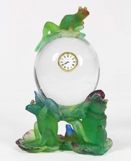 Appraisal: Daum France figural frog clock in two parts Daum France