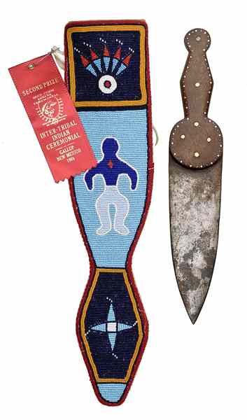 Appraisal: Contemporary Knife and Beaded Sheath by Mrs Blue Legs This