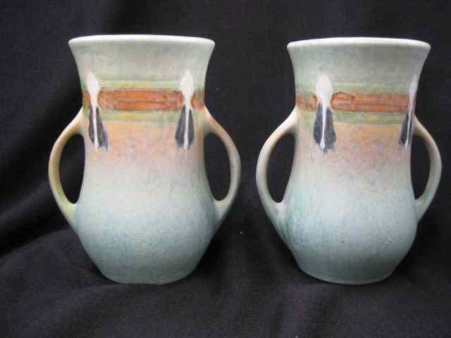 Appraisal: Pair of Roseville Monticello Art Pottery Vases shape handled scarcer