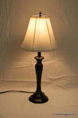 Appraisal: Dark Mahogany Candlestick Bedroom LampFrom the estate is a very