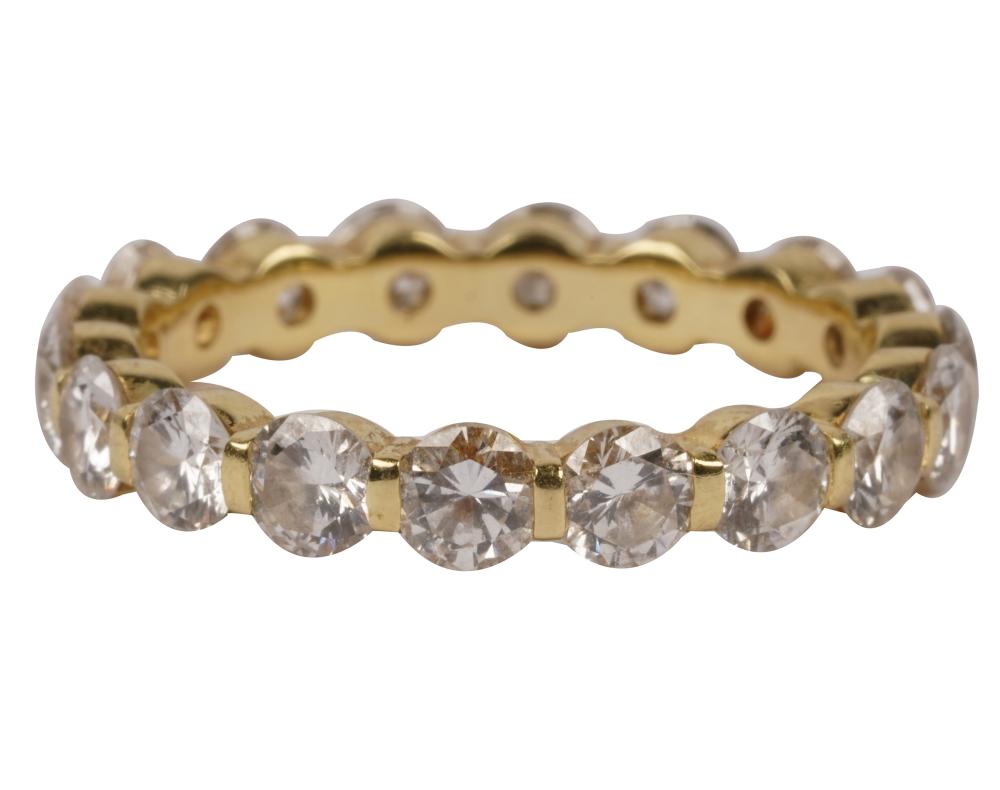 Appraisal: KARAT YELLOW GOLD DIAMOND ETERNITY BANDcontaining full-cut diamonds I-K SI-I