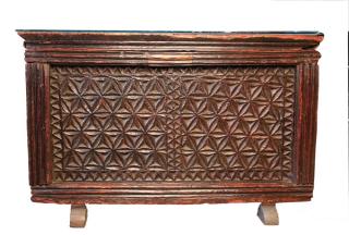 Appraisal: Carved Walnut Coffer c thc With rectangular hinged top over