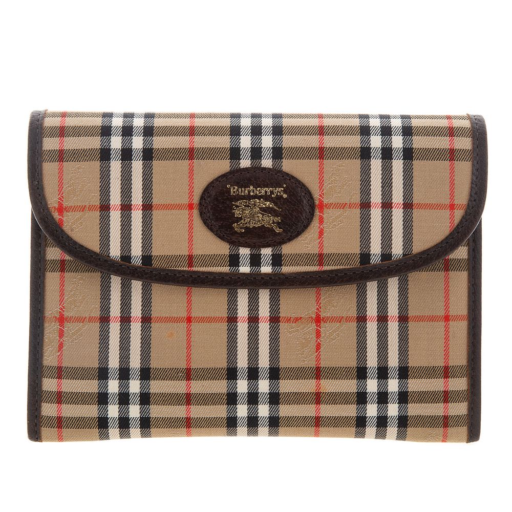 Appraisal: A Burberry Vintage Pouch A brown and tan Haymarket plaid