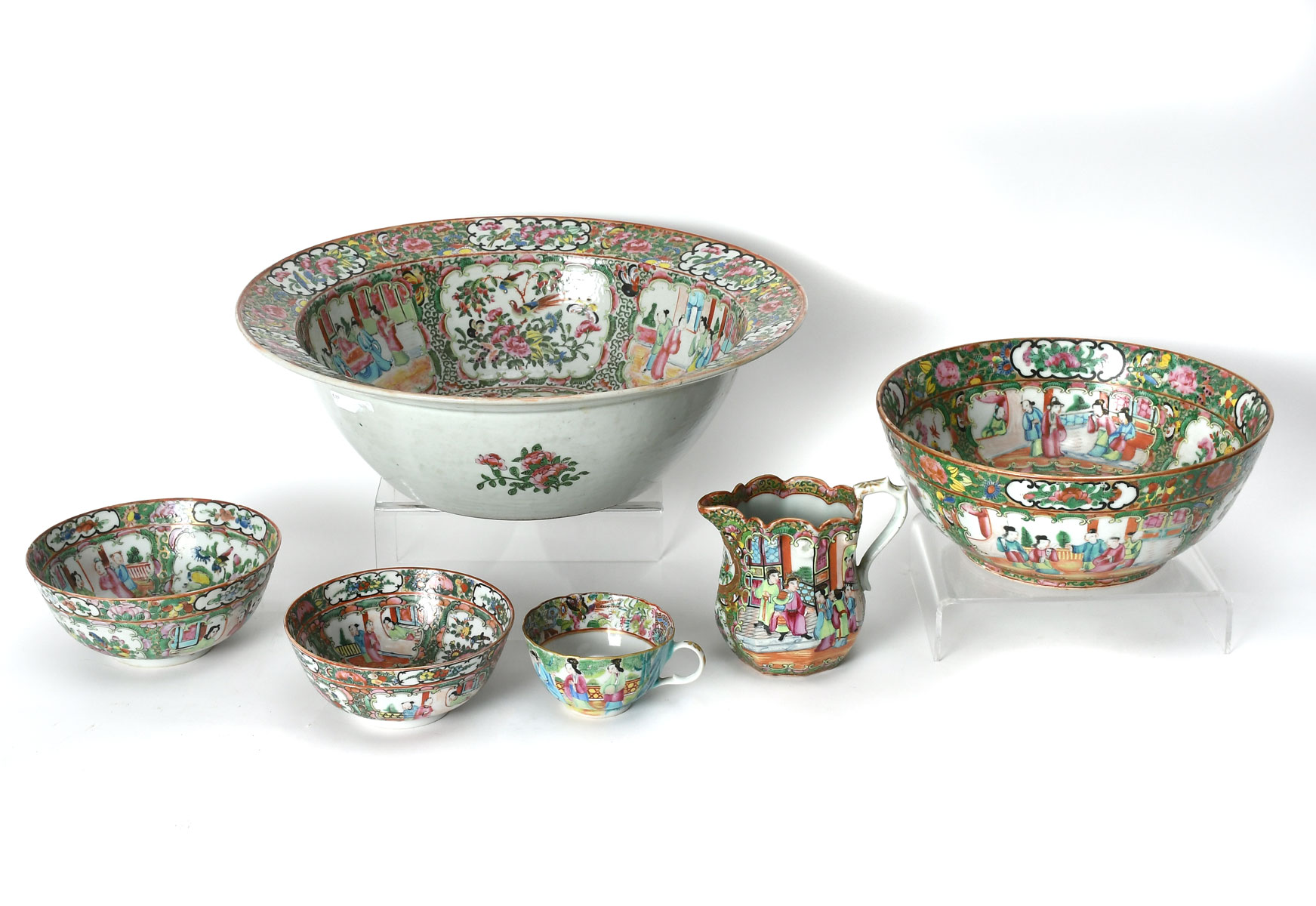 Appraisal: PC CHINESE ROSE MEDALLION PORCELAIN COLLECTION Comprising - Large Basin