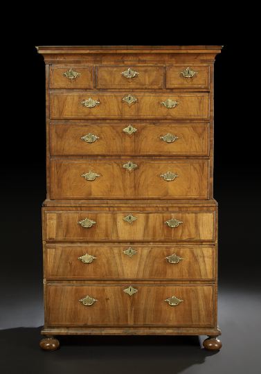 Appraisal: Queen Anne Walnut Chest-on-Chest th century the molded cornice above