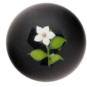 Appraisal: A Paul Stankard White Flower on Opaque Ground Glass Paperweight