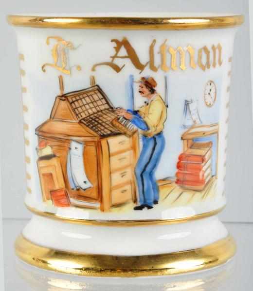 Appraisal: Bookbinder Shaving Mug Description Gilt name L Altman Gold appears